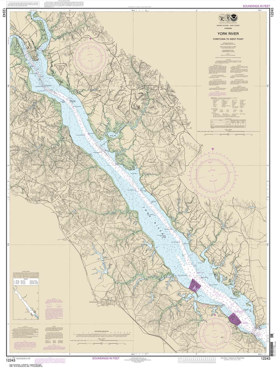 HISTORICAL NOAA Chart 12243: York River Yorktown to West Point