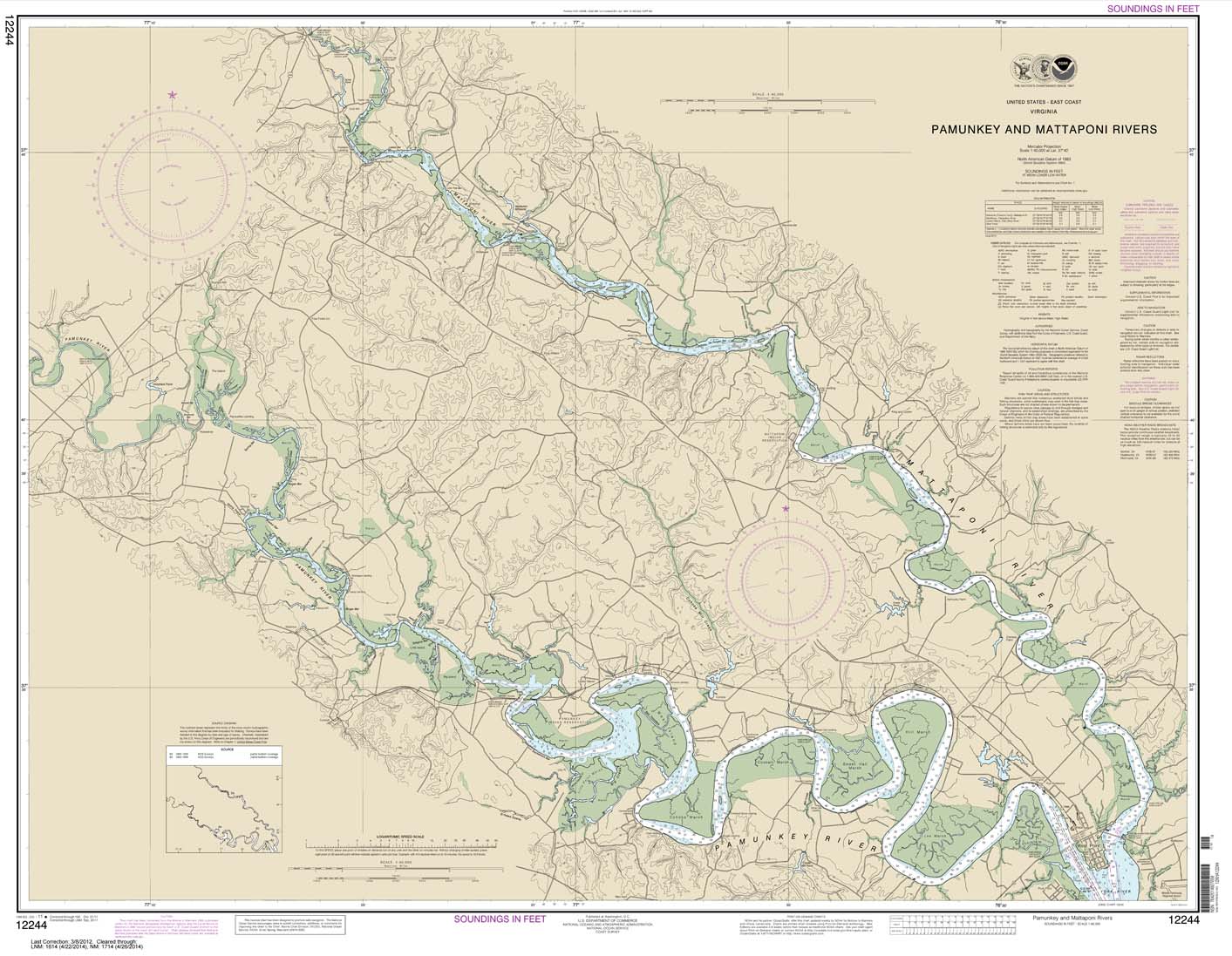 HISTORICAL NOAA Chart 12244: Pamunkey And Mattaponi Rivers