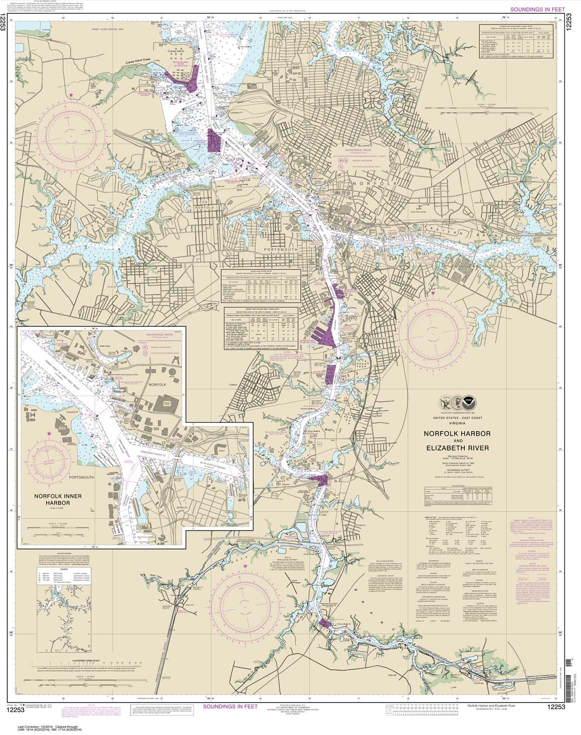 HISTORICAL NOAA Chart 12253: Norfolk Harbor and Elizabeth River