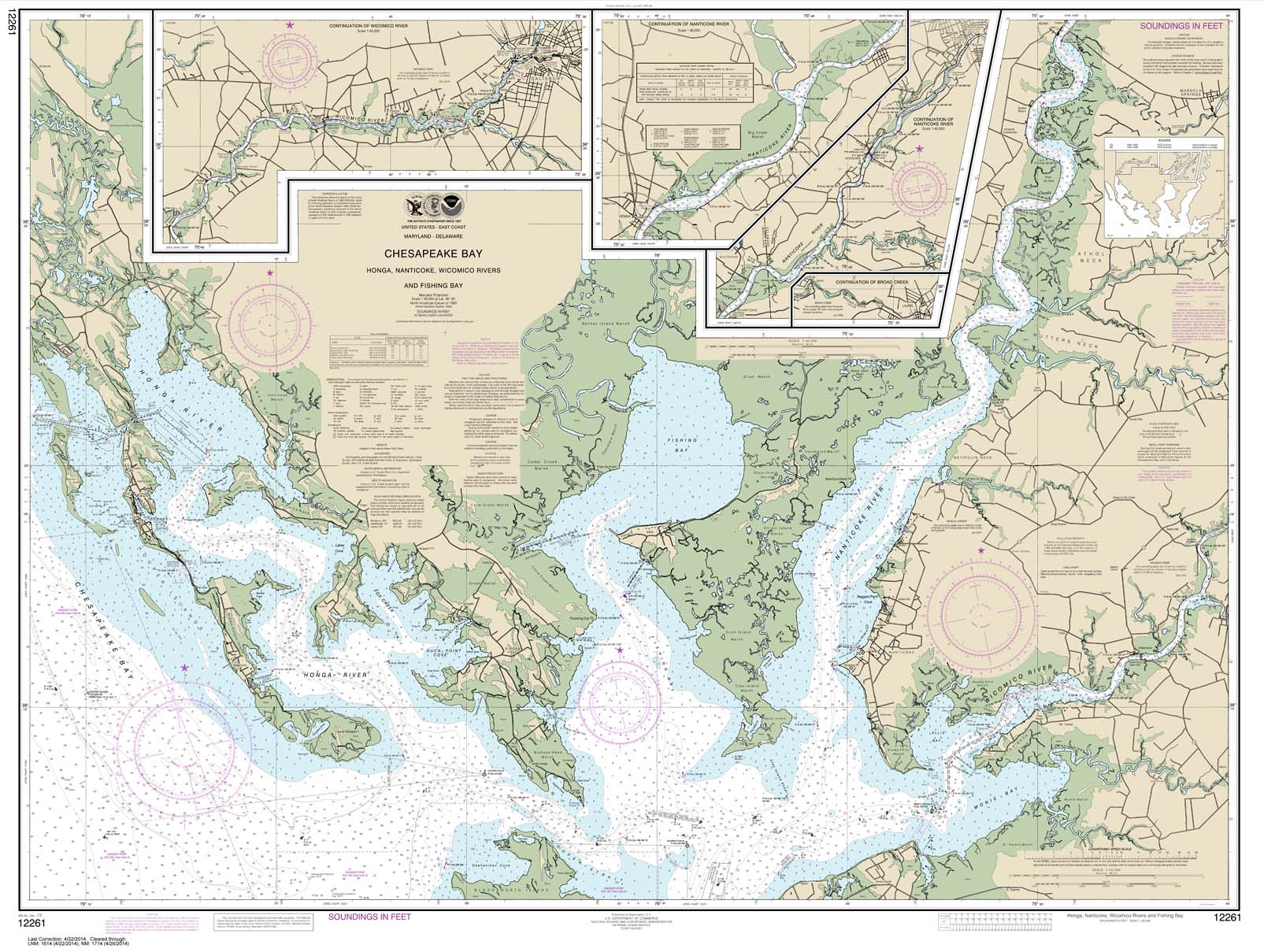 HISTORICAL NOAA Chart 12261: Chesapeake Bay Honga: Nanticoke: Wicomico Rivers and Fishing Bay