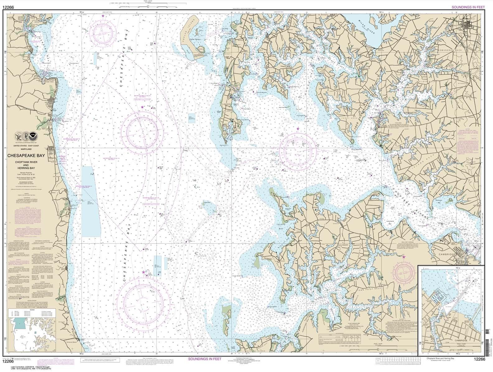 HISTORICAL NOAA Chart 12266: Chesapeake Bay Choptank River and Herring Bay; Cambridge