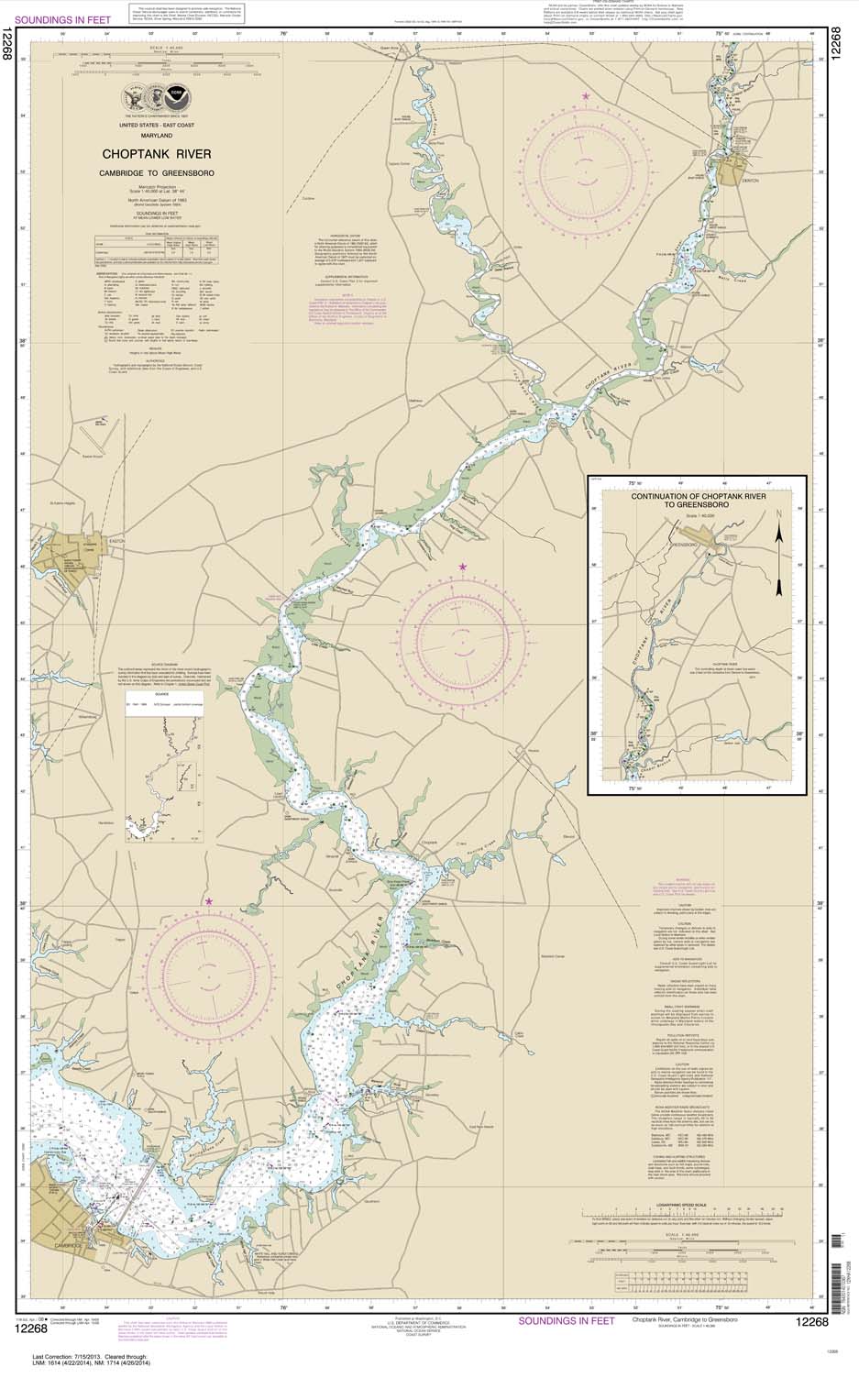 HISTORICAL NOAA Chart 12268: Choptank River Cambridge to Greensboro