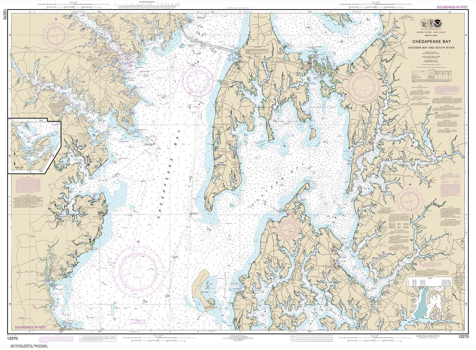 HISTORICAL NOAA Chart 12270: Chesapeake Bay Eastern Bay and South River; Selby Bay