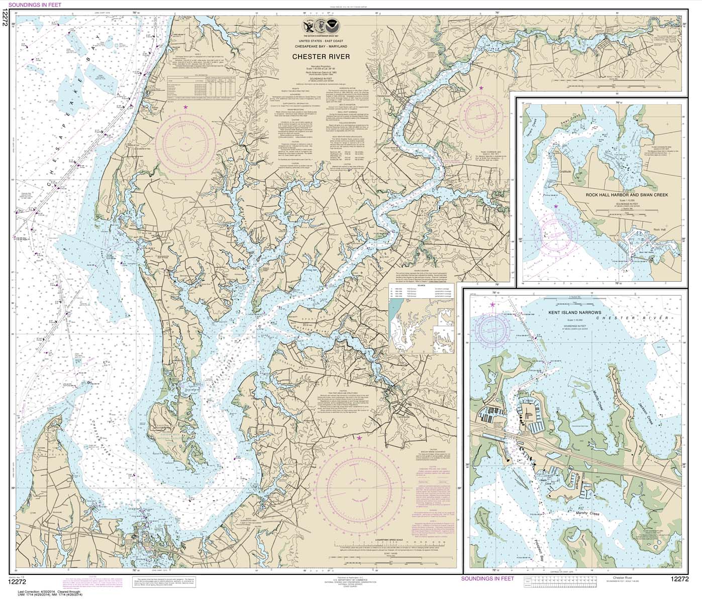 HISTORICAL NOAA Chart 12272: Chester River; Kent Island Narrows: Rock Hall Harbor and Swan Creek