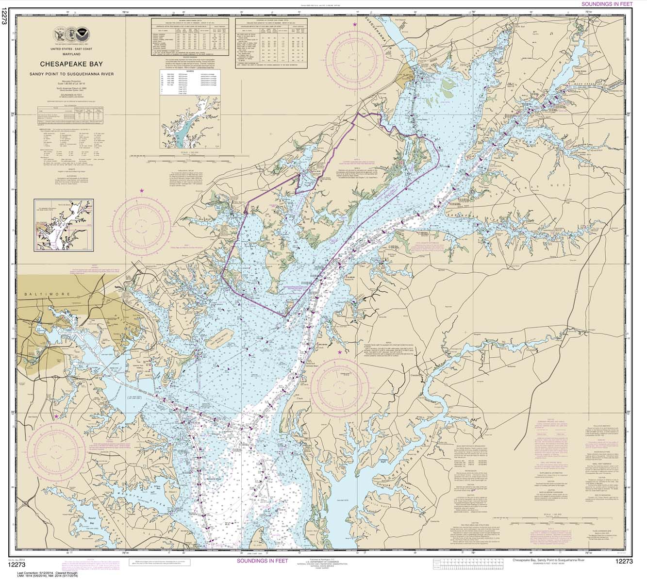 HISTORICAL NOAA Chart 12273: Chesapeake Bay Sandy Point to Susquehanna River