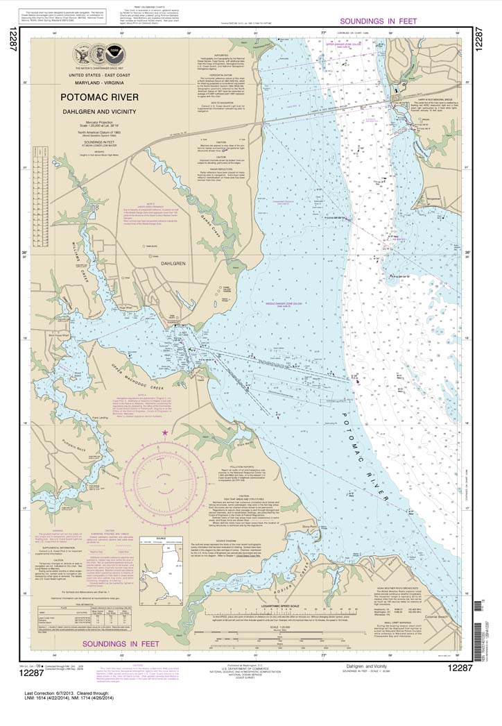 HISTORICAL NOAA Chart 12287: Potomac River Dahlgren and Vicinity