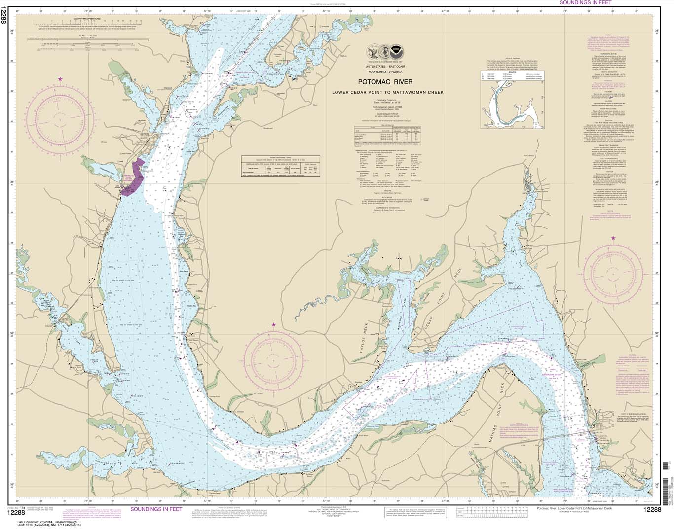 HISTORICAL NOAA Chart 12288: Potomac River Lower Cedar Point to Mattawoman Creek