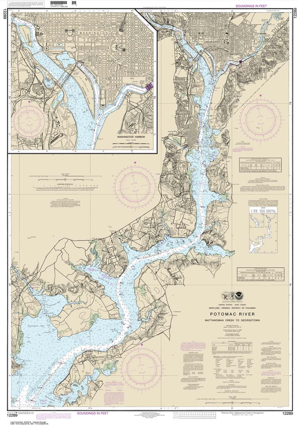 HISTORICAL NOAA Chart 12289: Potomac River Mattawoman Creek to Georgetown;Washington Harbor