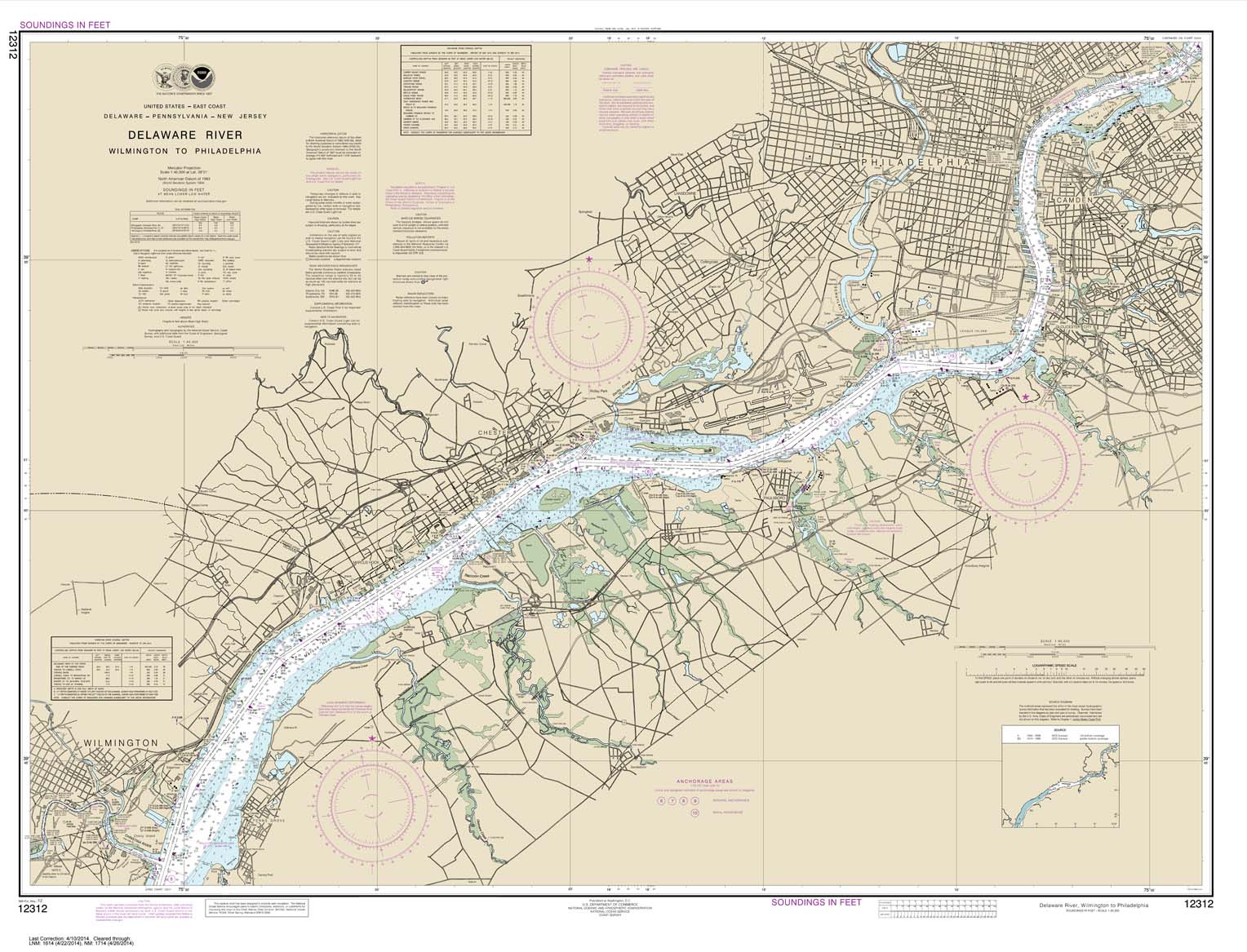 HISTORICAL NOAA Chart 12312: Delaware River Wilmington to Philadelphia