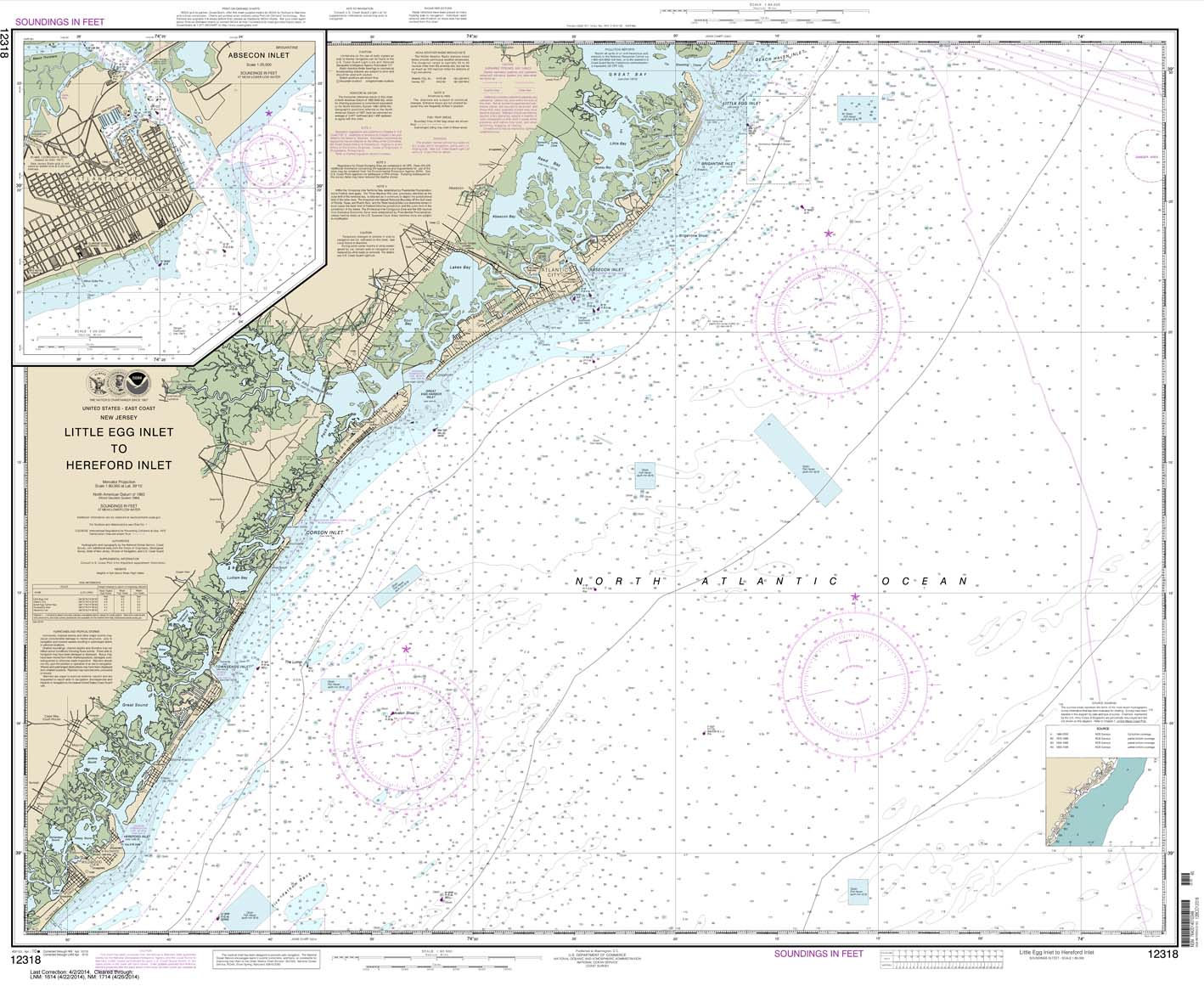 HISTORICAL NOAA Chart 12318: Little Egg Inlet to Hereford Inlet;Absecon Inlet