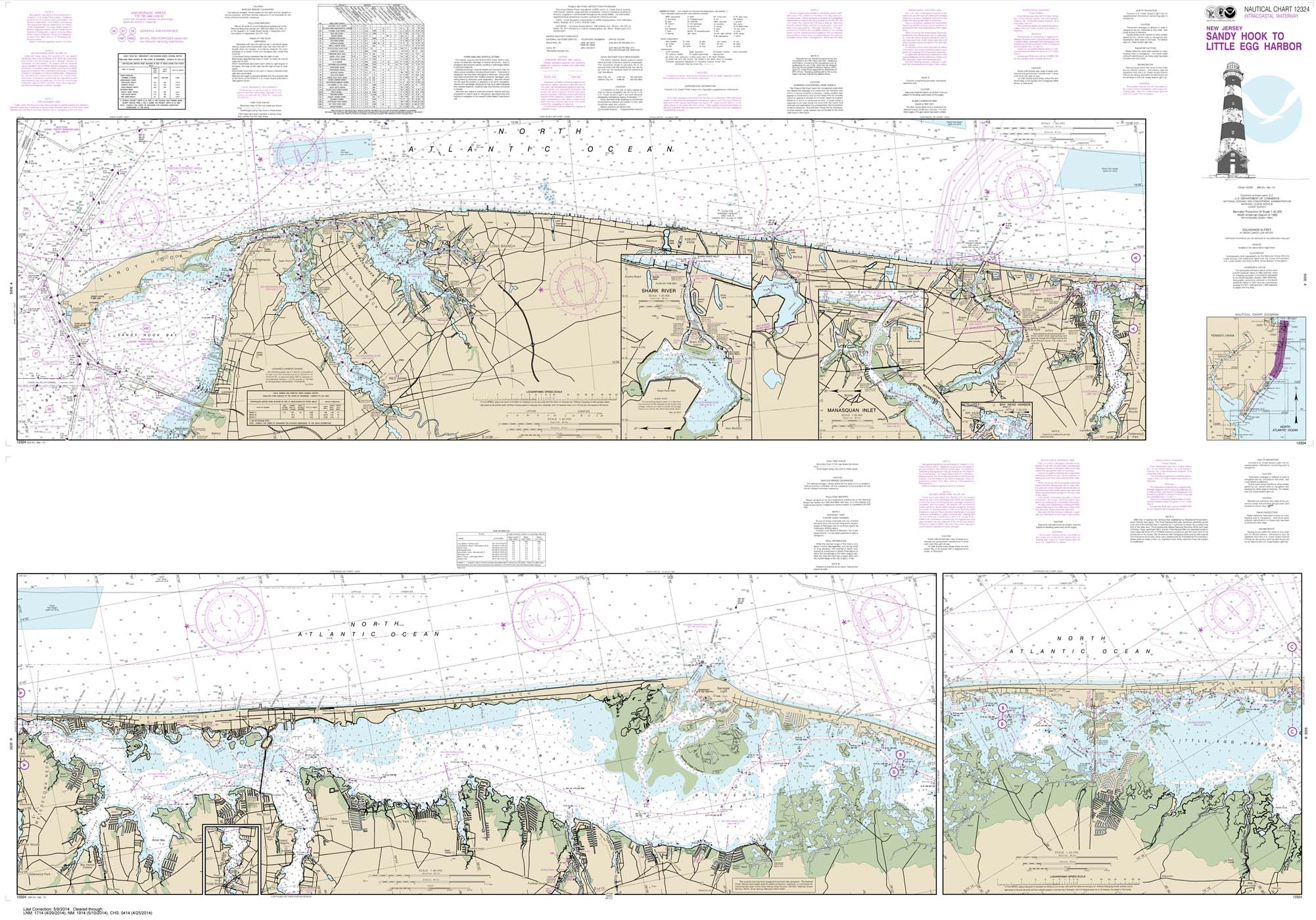 HISTORICAL NOAA Chart 12324: Intracoastal Waterway Sandy Hook to Little Egg Harbor