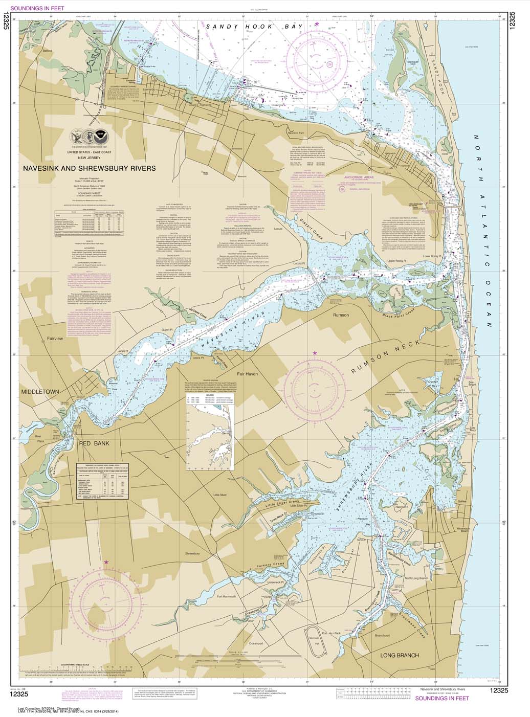 HISTORICAL NOAA Chart 12325: Navesink And Shrewsbury Rivers