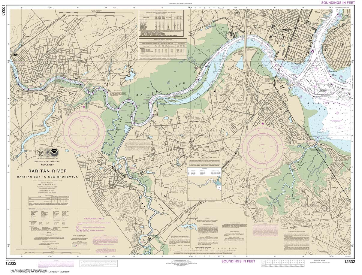 HISTORICAL NOAA Chart 12332: Raritan River Raritan Bay to New Brunswick