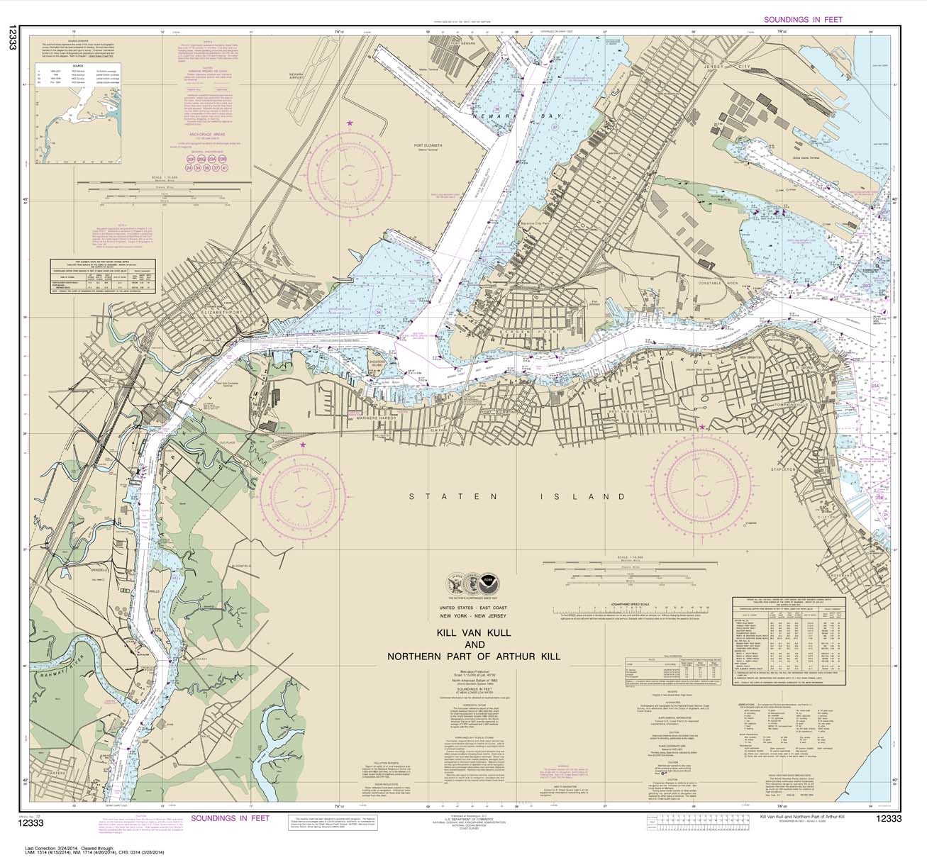 HISTORICAL NOAA Chart 12333: Kill Van Kull and Northern Part of Arthur Kill