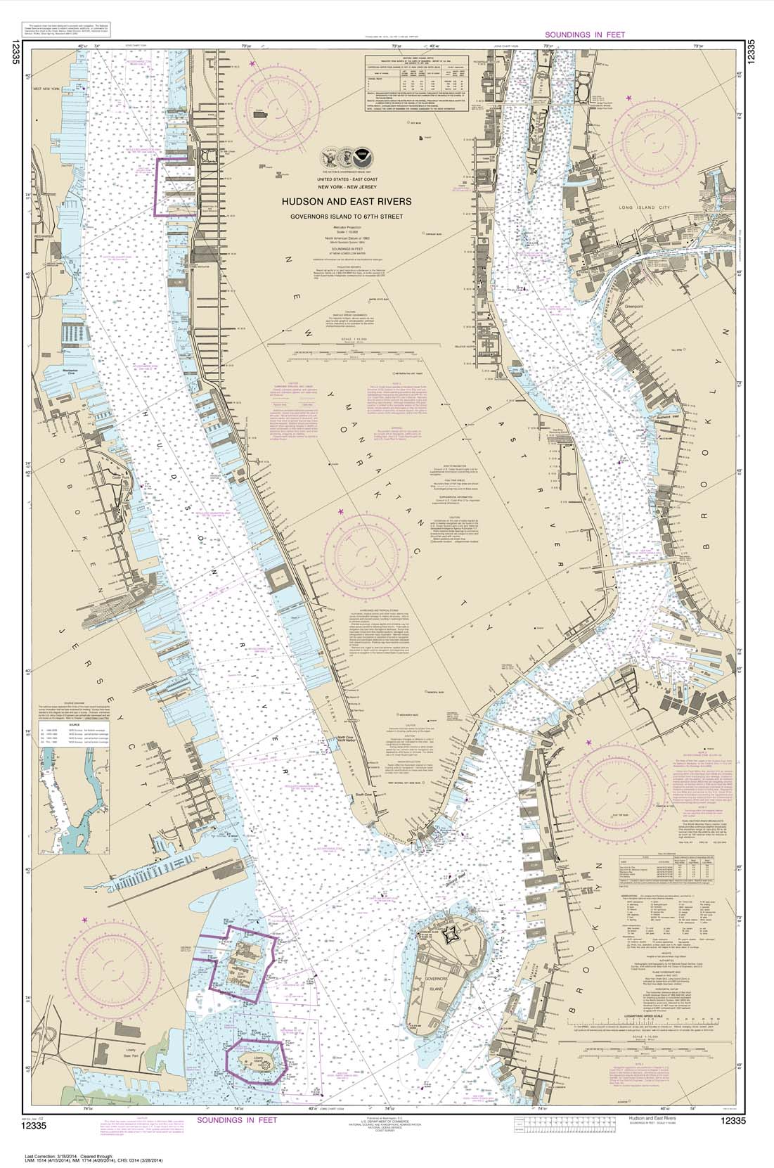 HISTORICAL NOAA Chart 12335: Hudson and East Rivers Governors Island to 67th Street