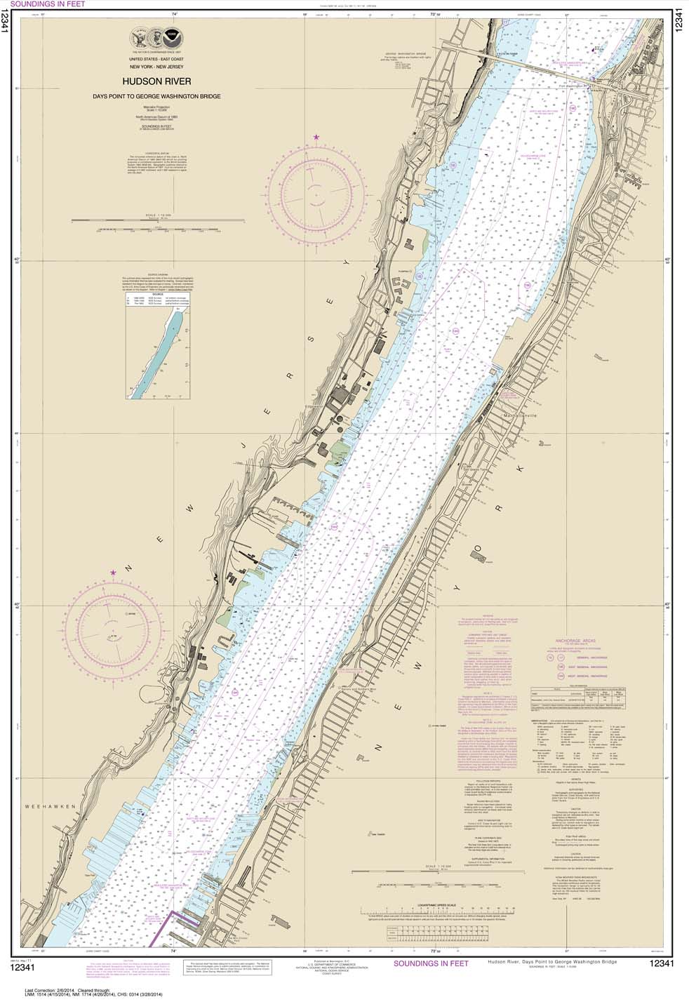 HISTORICAL NOAA Chart 12341: Hudson River Days Point to George Washington Bridge