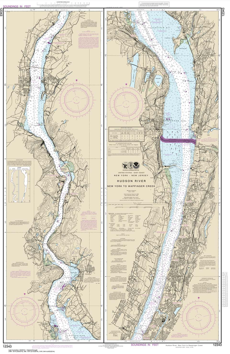 HISTORICAL NOAA Chart 12343: Hudson River New York to Wappinger Creek