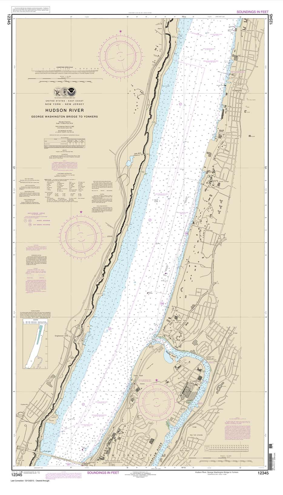 HISTORICAL NOAA Chart 12345: Hudson River George Washington Bridge to Yonkers
