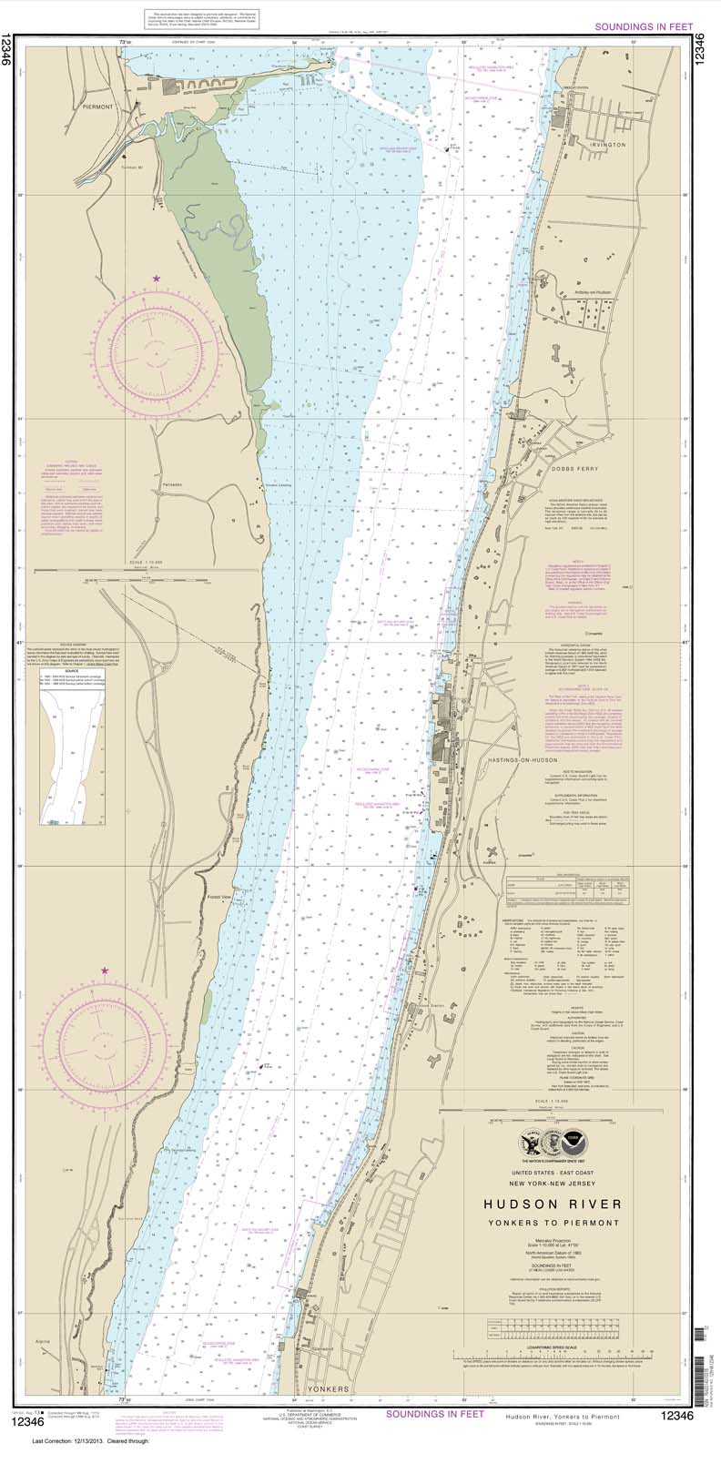 HISTORICAL NOAA Chart 12346: Hudson River Yonkers to Piermont