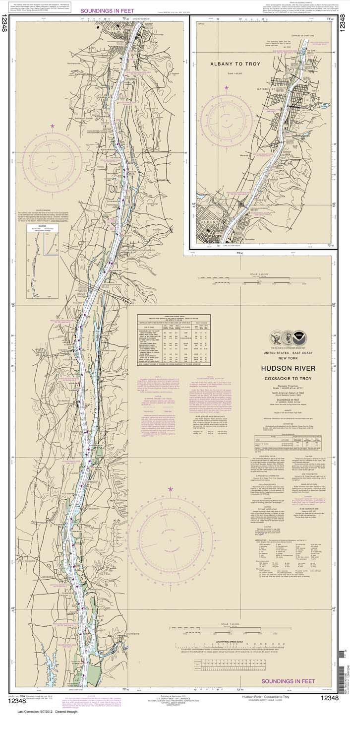 HISTORICAL NOAA Chart 12348: Hudson River Coxsackie to Troy
