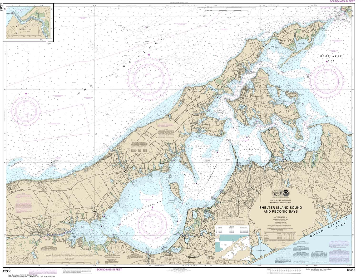 HISTORICAL NOAA Chart 12358: New York Long Island: Shelter Island Sound and Peconic Bays;Mattituck Inlet