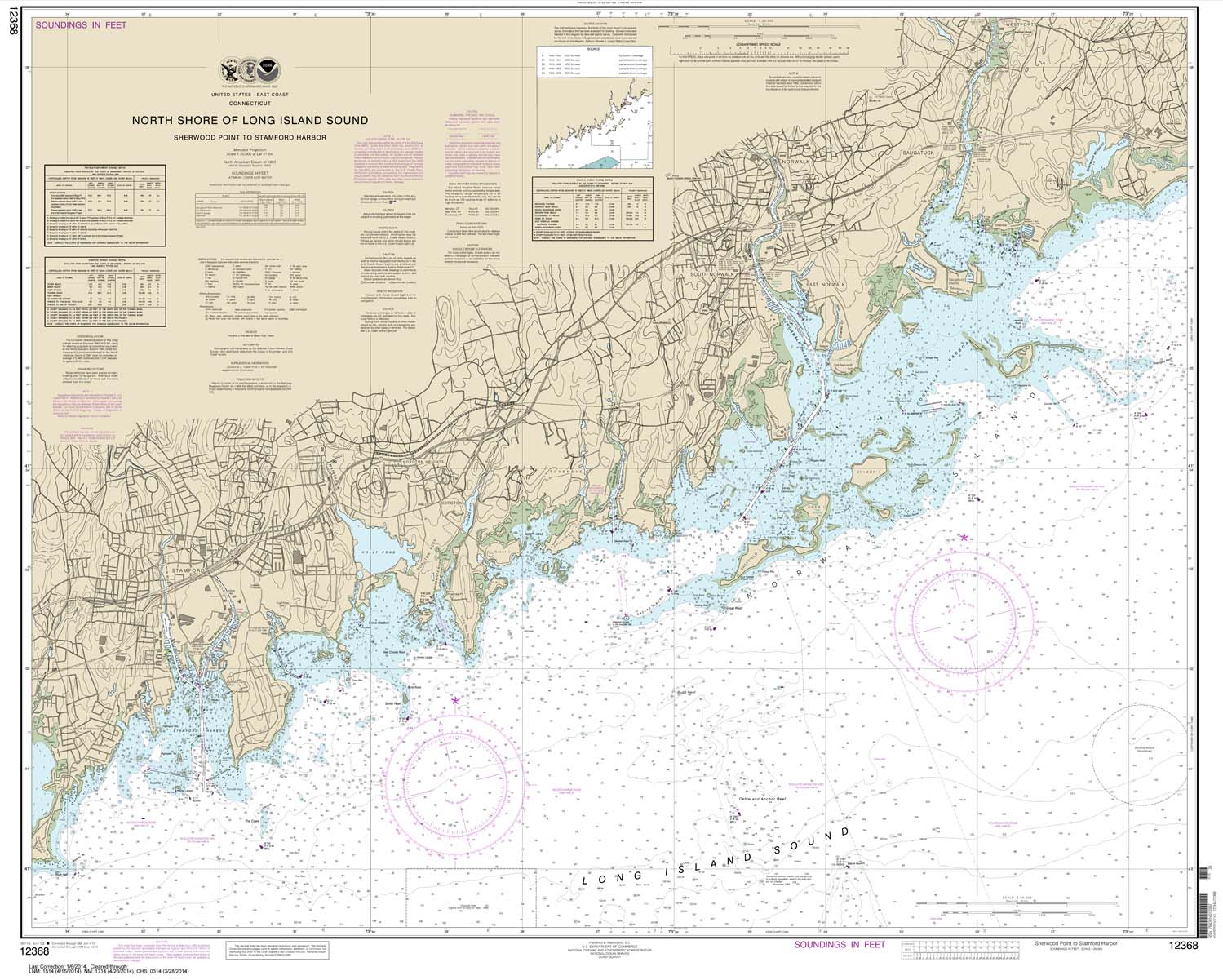 HISTORICAL NOAA Chart 12368: North Shore of Long Island Sound Sherwood Point to Stamford Harbor