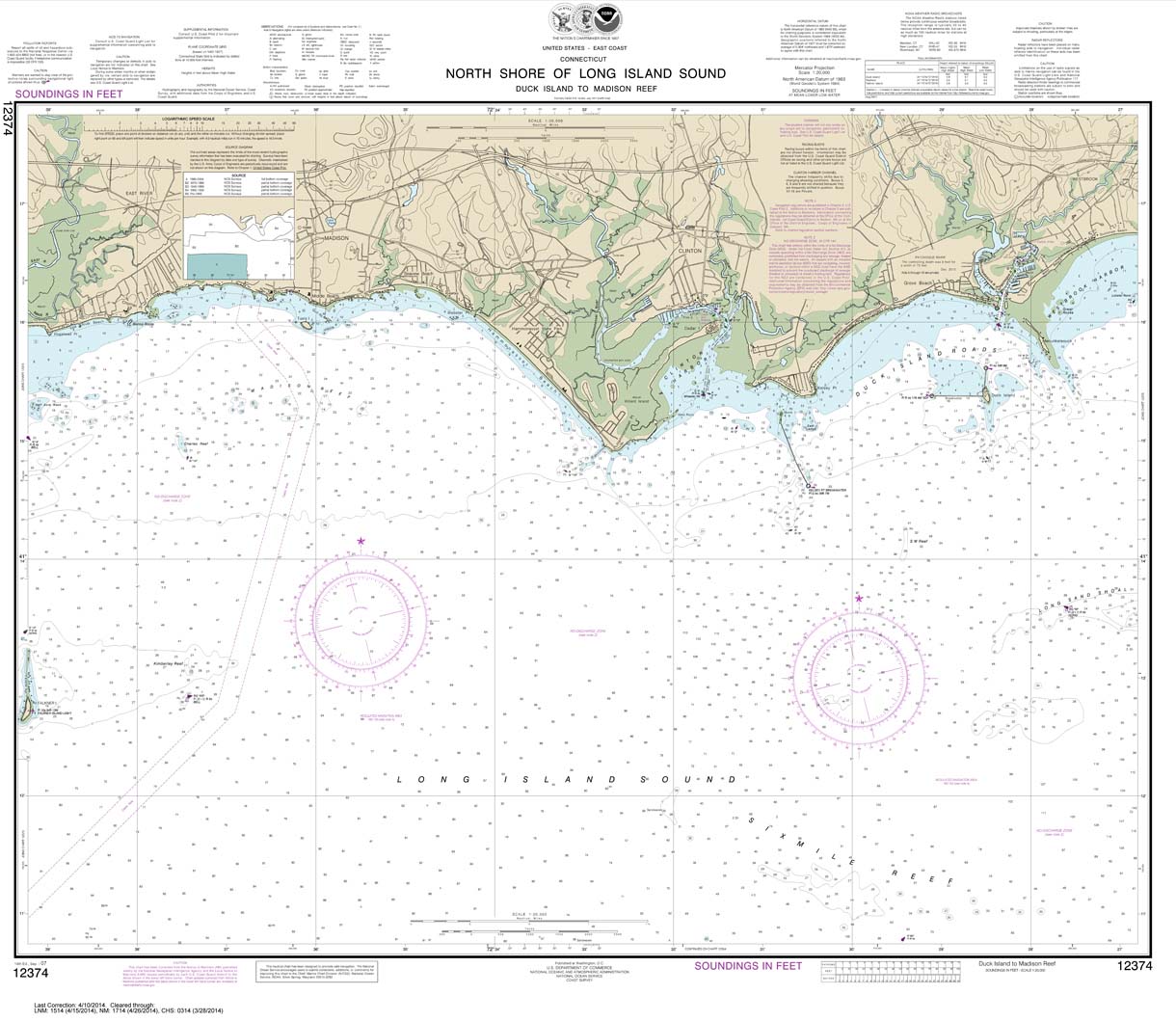 HISTORICAL NOAA Chart 12374: North Shore of Long Island Sound Duck Island to Madison Reef