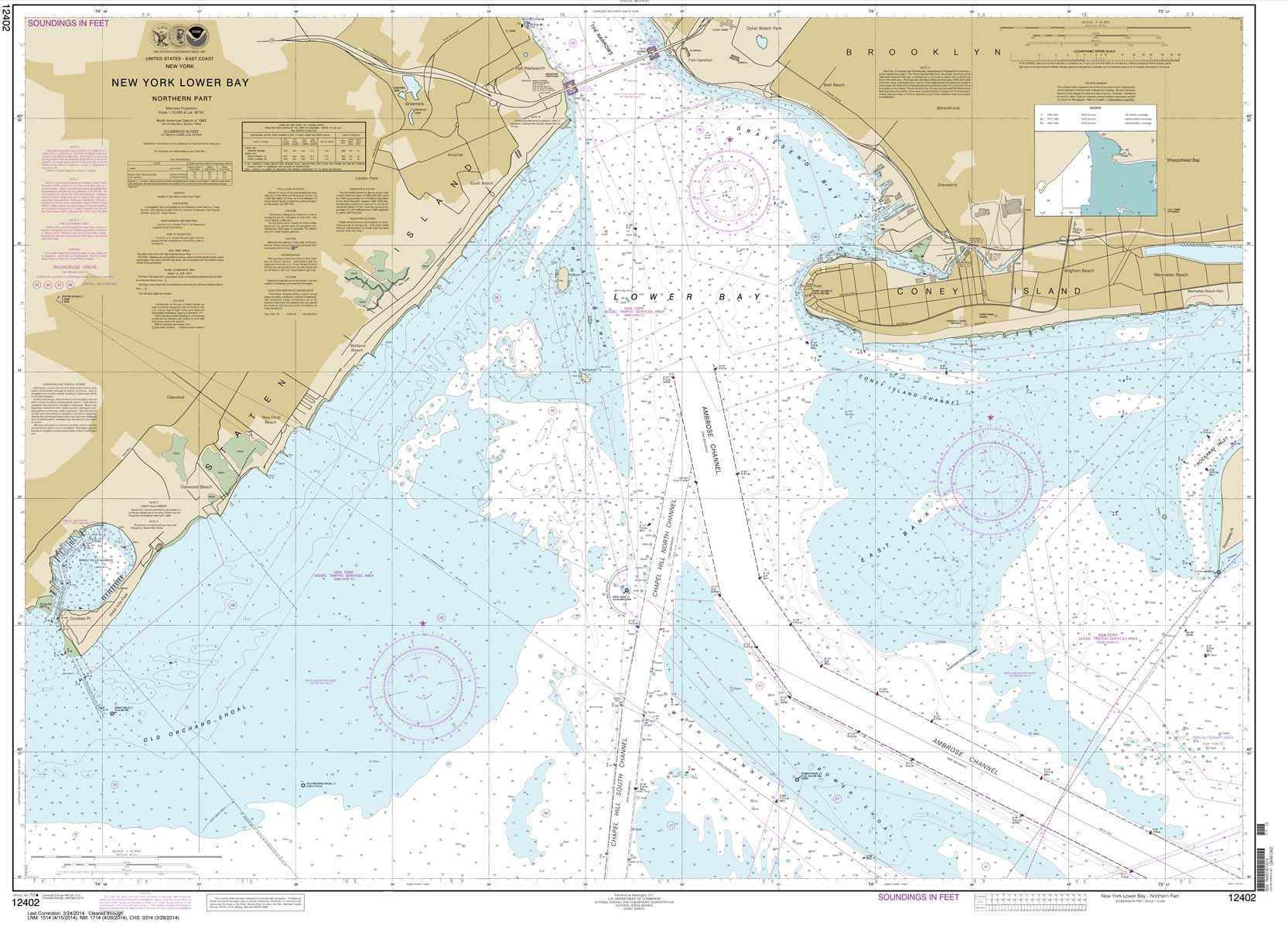 HISTORICAL NOAA Chart 12402: New York Lower Bay Northern part