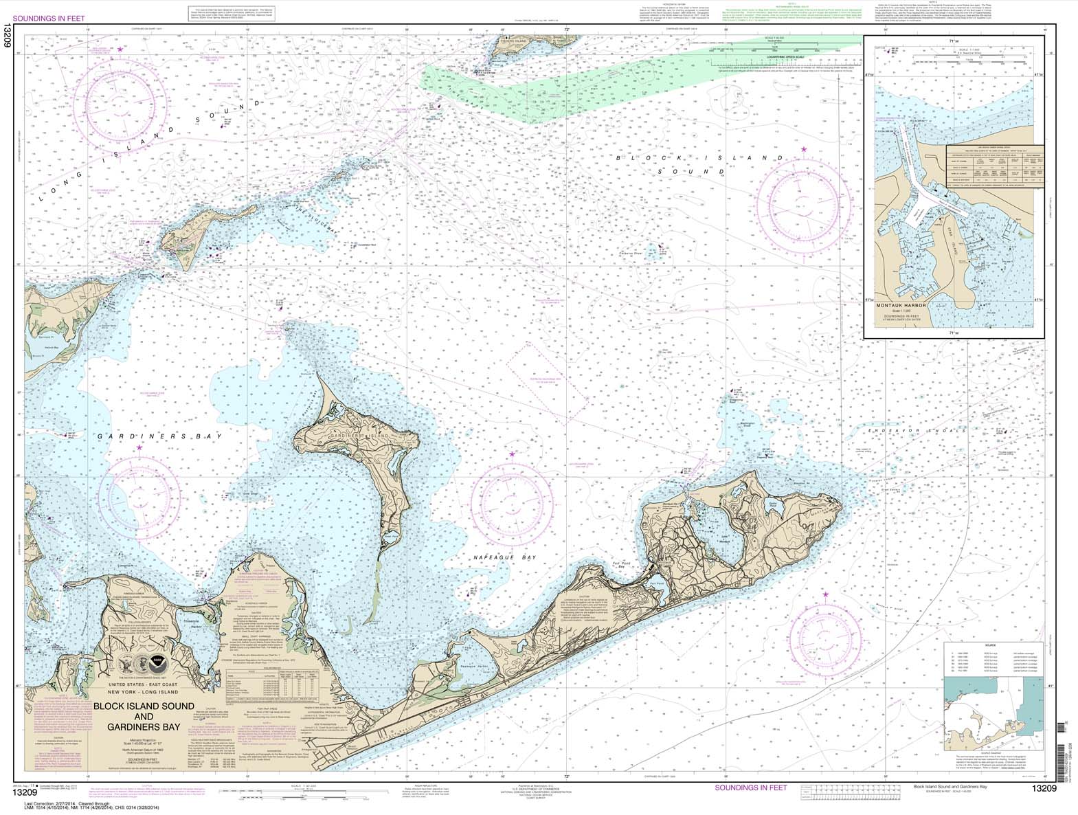 HISTORICAL NOAA Chart 13209: Block Island Sound and Gardiners Bay; Montauk Harbor