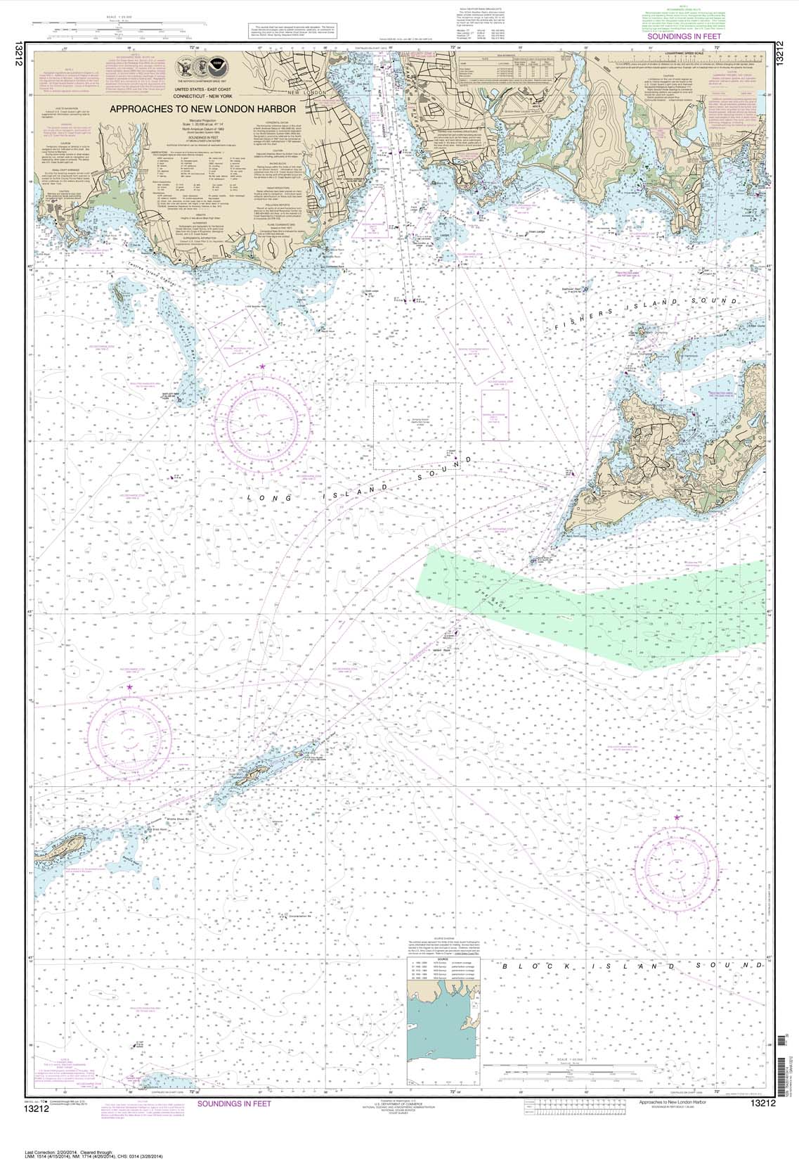 HISTORICAL NOAA Chart 13212: Approaches to New London Harbor