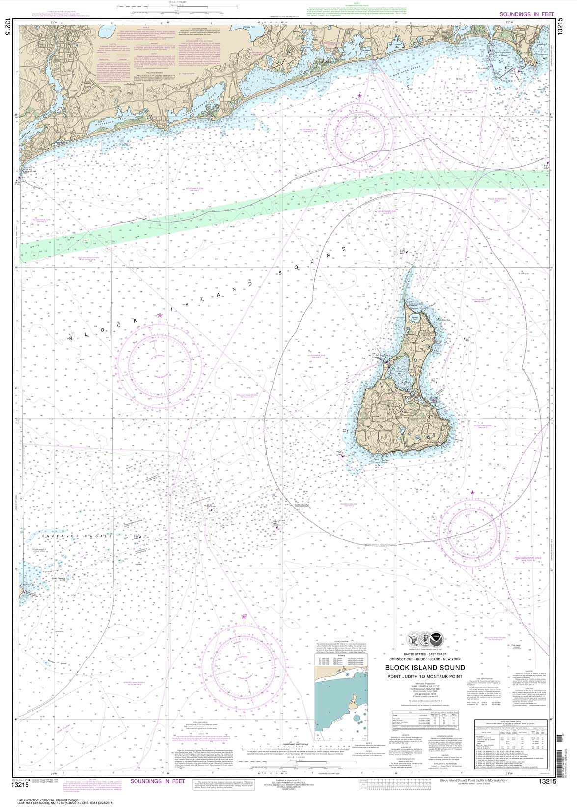 HISTORICAL NOAA Chart 13215: Block Island Sound Point Judith to Montauk Point