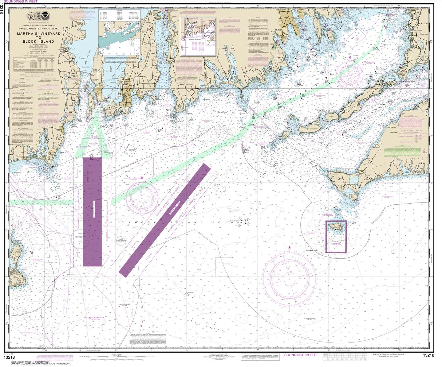 NOAA Atlantic Coast charts, NOAA Chart 13218: Marthas Vineyard to Block Island