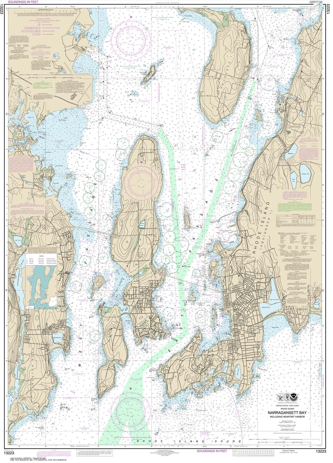 HISTORICAL NOAA Chart 13223: Narragansett Bay: Including Newport Harbor