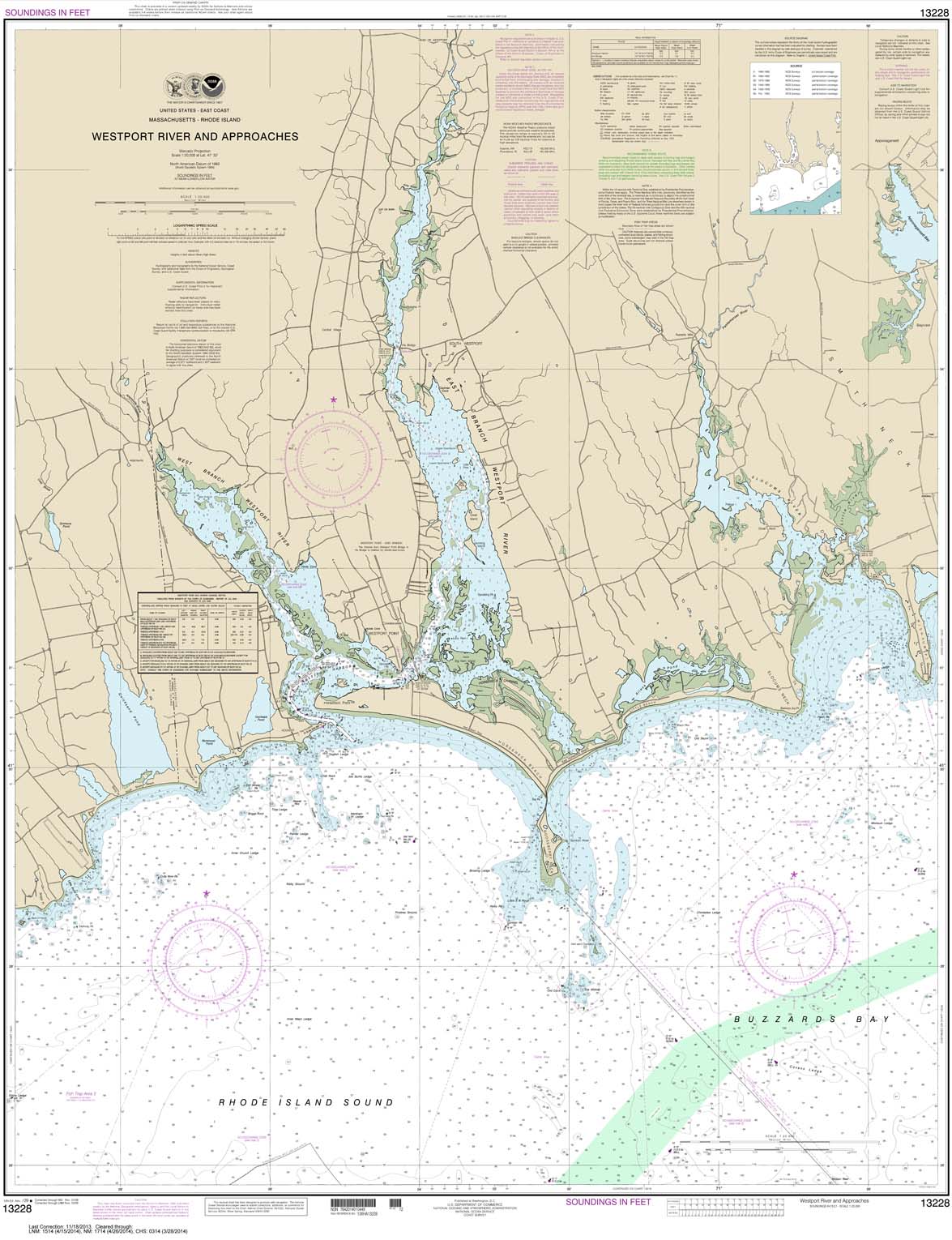 HISTORICAL NOAA Chart 13228: Westport River and Approaches