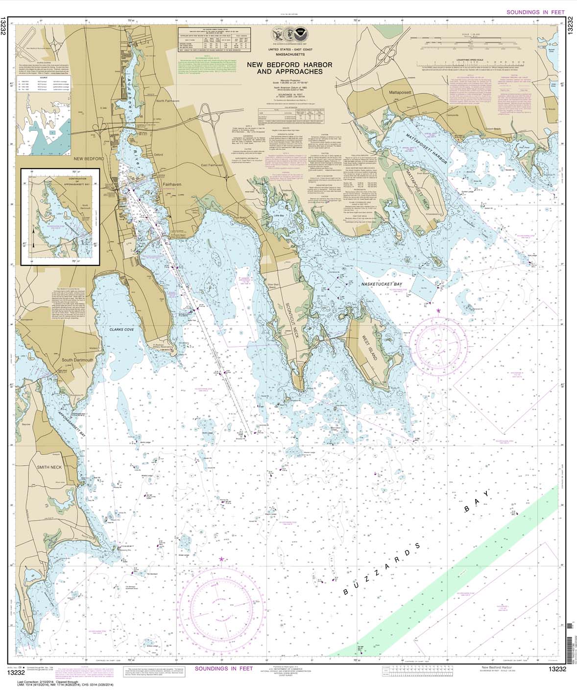 HISTORICAL NOAA Chart 13232: New Bedford Harbor and Approaches