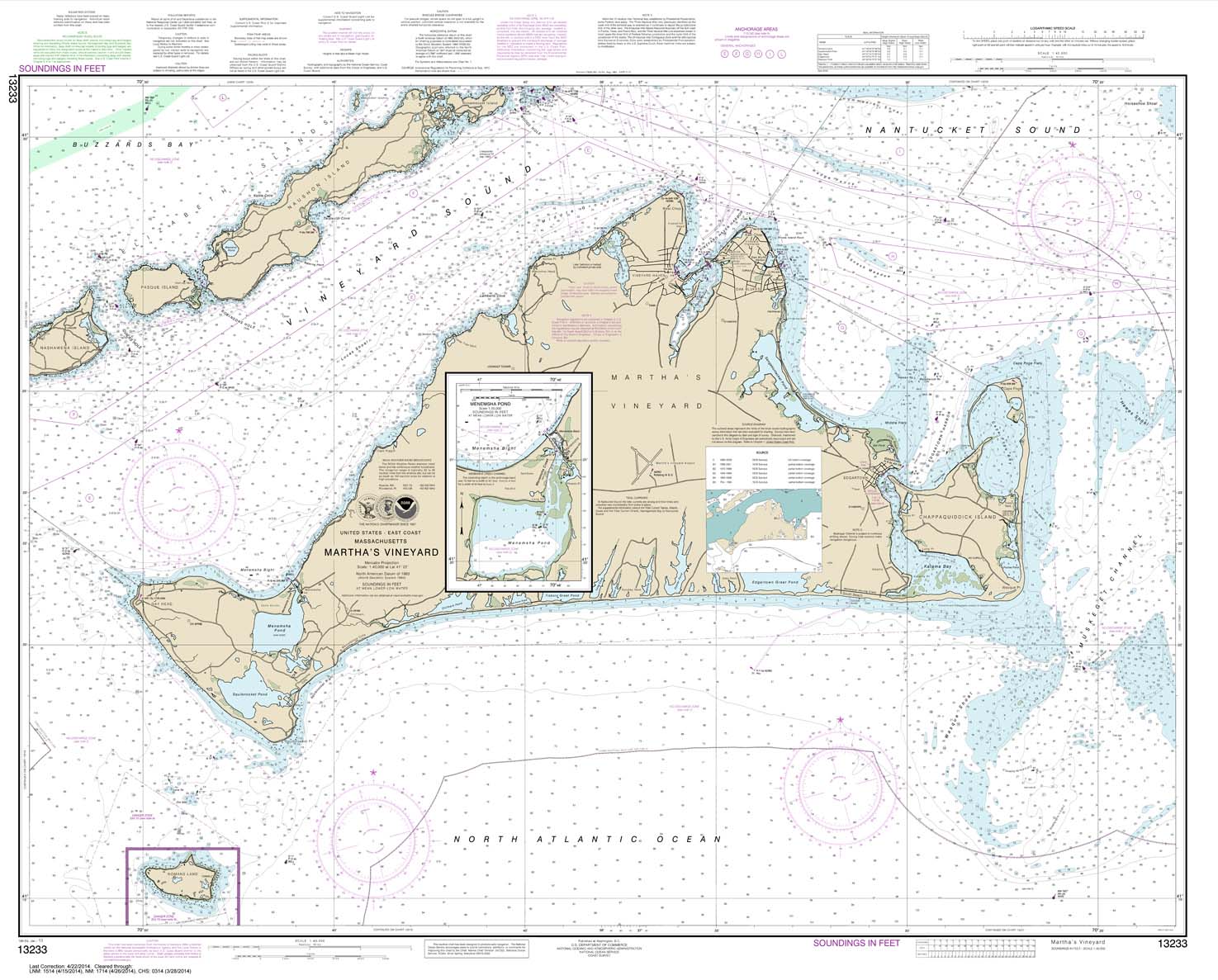 HISTORICAL NOAA Chart 13233: Martha's Vineyard;Menemsha Pond