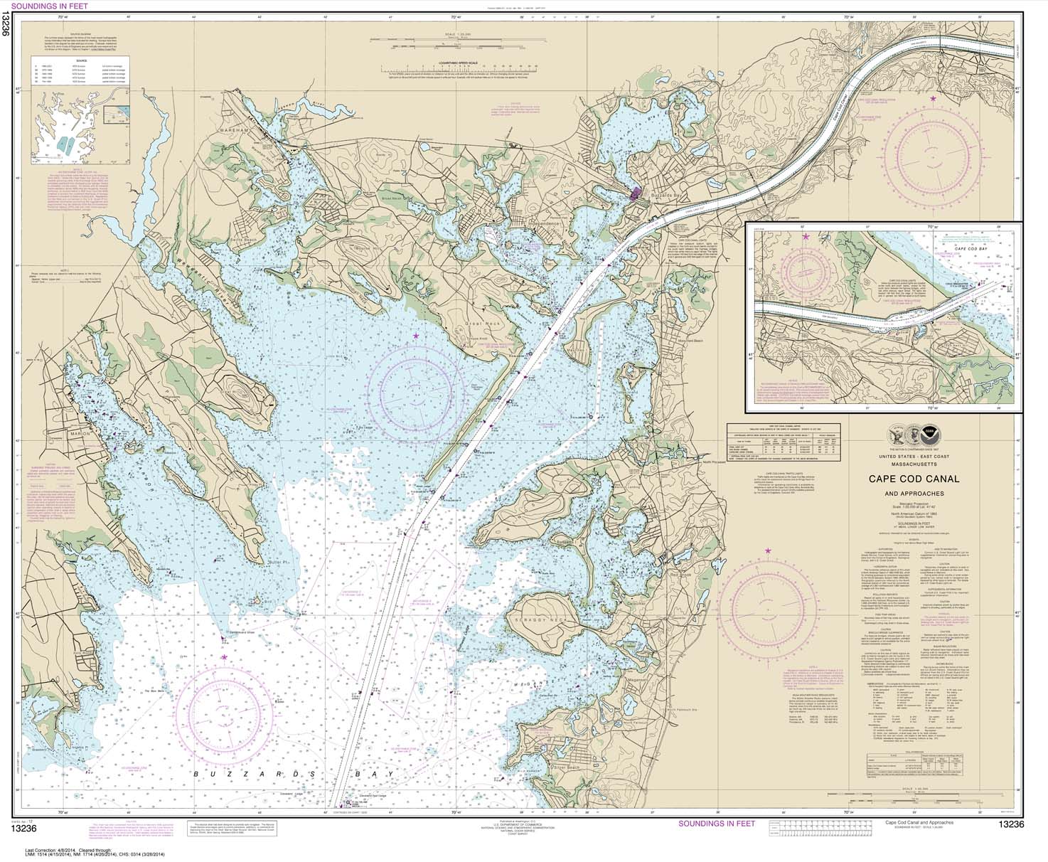 HISTORICAL NOAA Chart 13236: Cape Cod Canal and Approaches