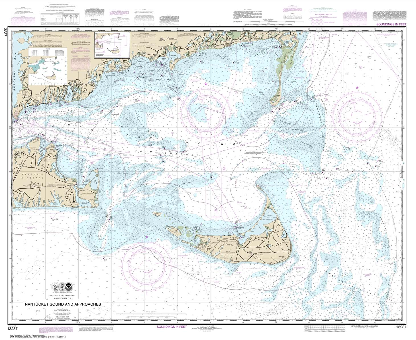 HISTORICAL NOAA Chart 13237: Nantucket Sound and Approaches