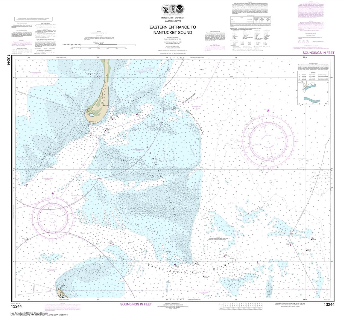 HISTORICAL NOAA Chart 13244: Eastern Entrance to Nantucket Sound
