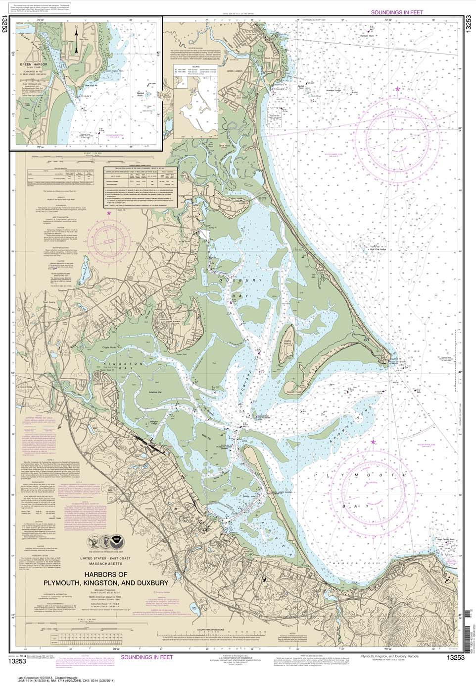 HISTORICAL NOAA Chart 13253: Harbors of Plymouth: Kingston and Duxbury; Green Harbor
