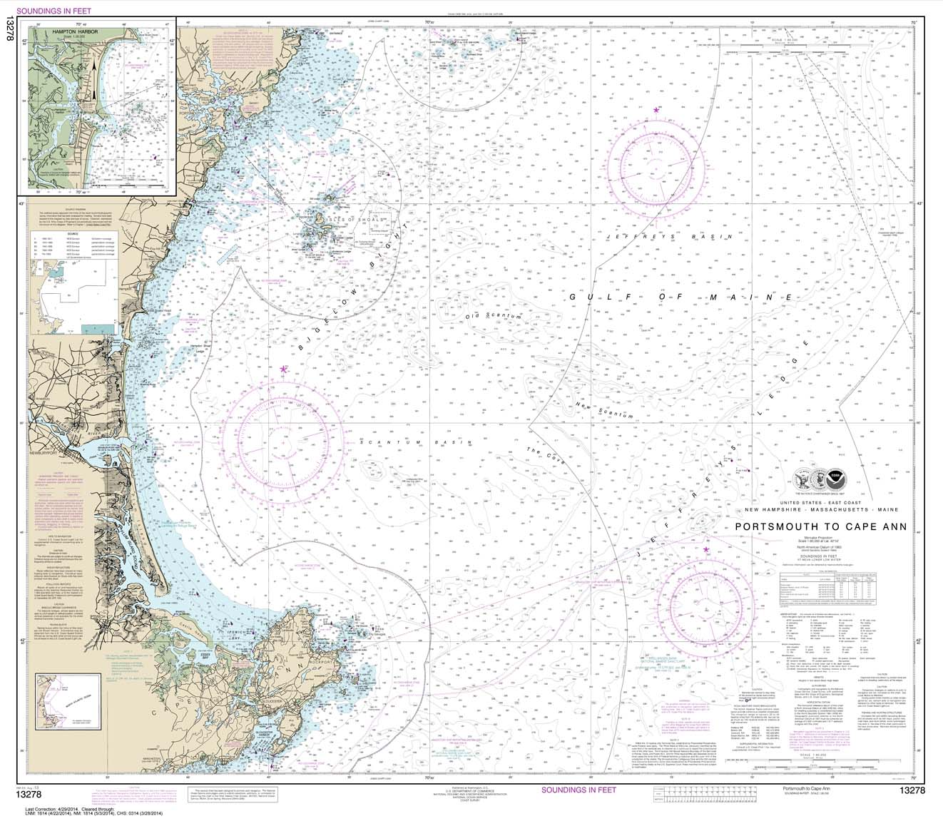 HISTORICAL NOAA Chart 13278: Portsmouth to Cape Ann; Hampton Harbor