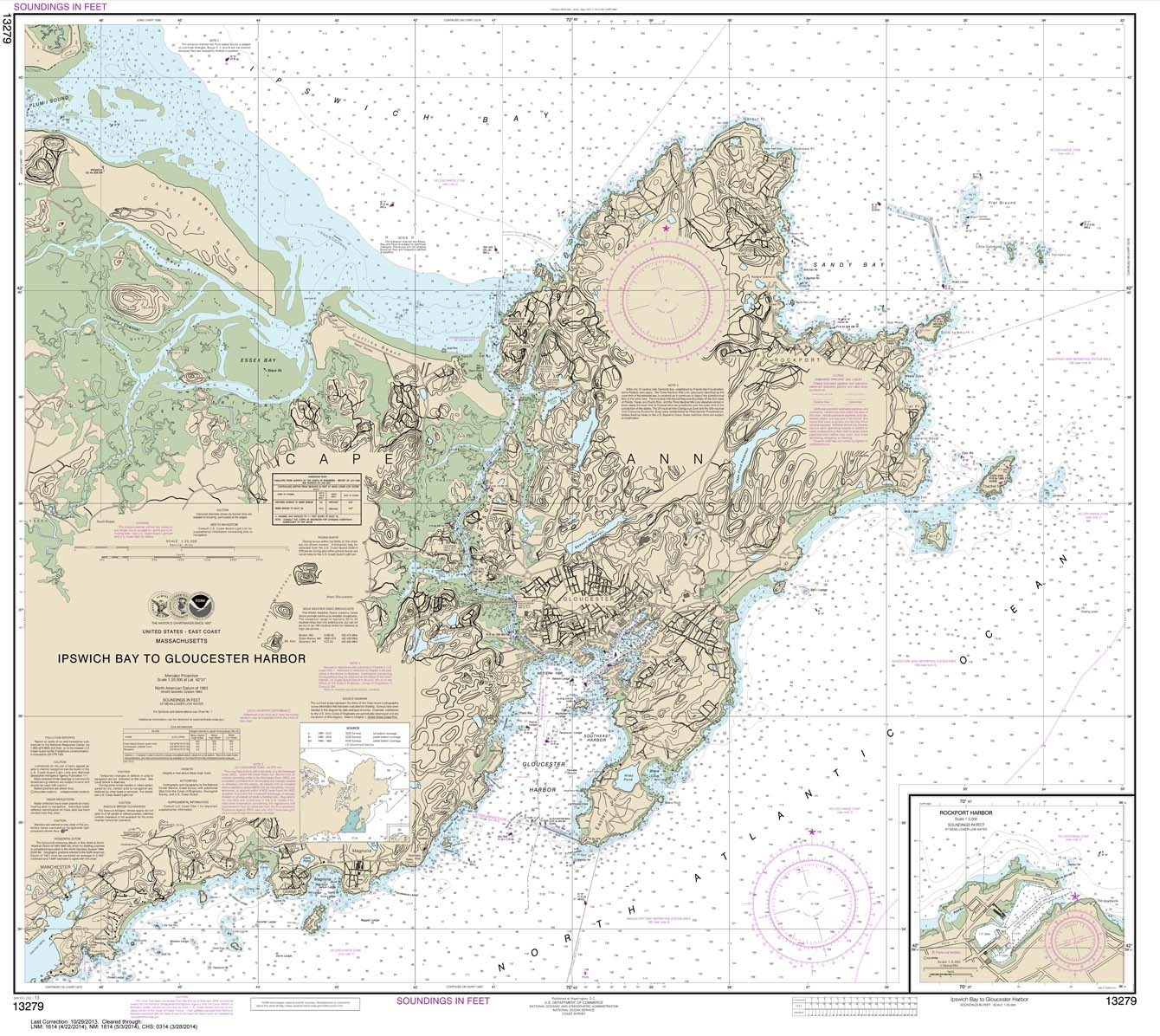 HISTORICAL NOAA Chart 13279: Ipswich Bay to Gloucester Harbor; Rockport Harbor