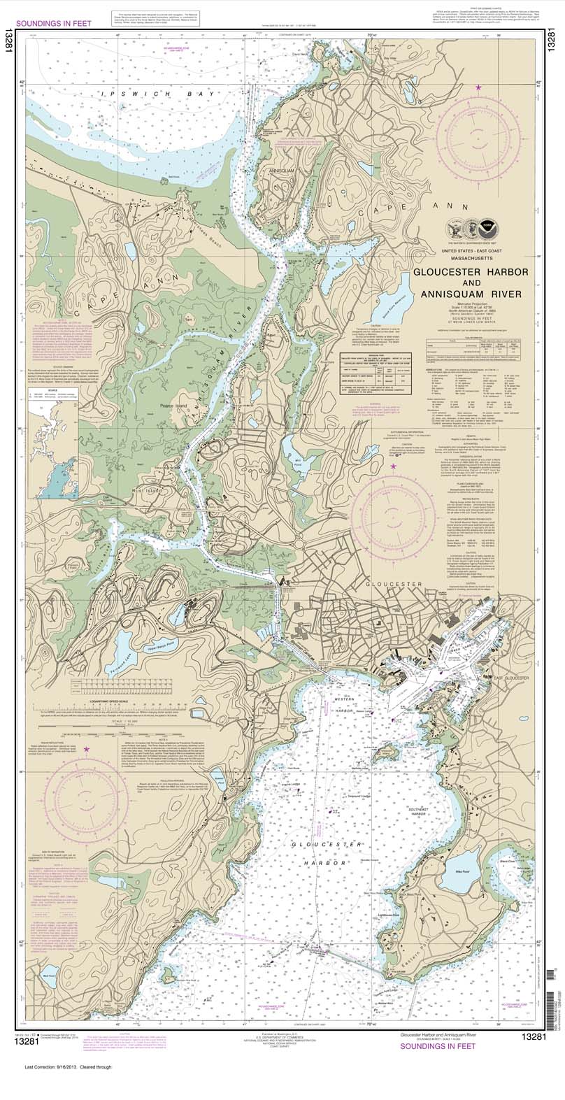 HISTORICAL NOAA Chart 13281: Gloucester Harbor and Annisquam River