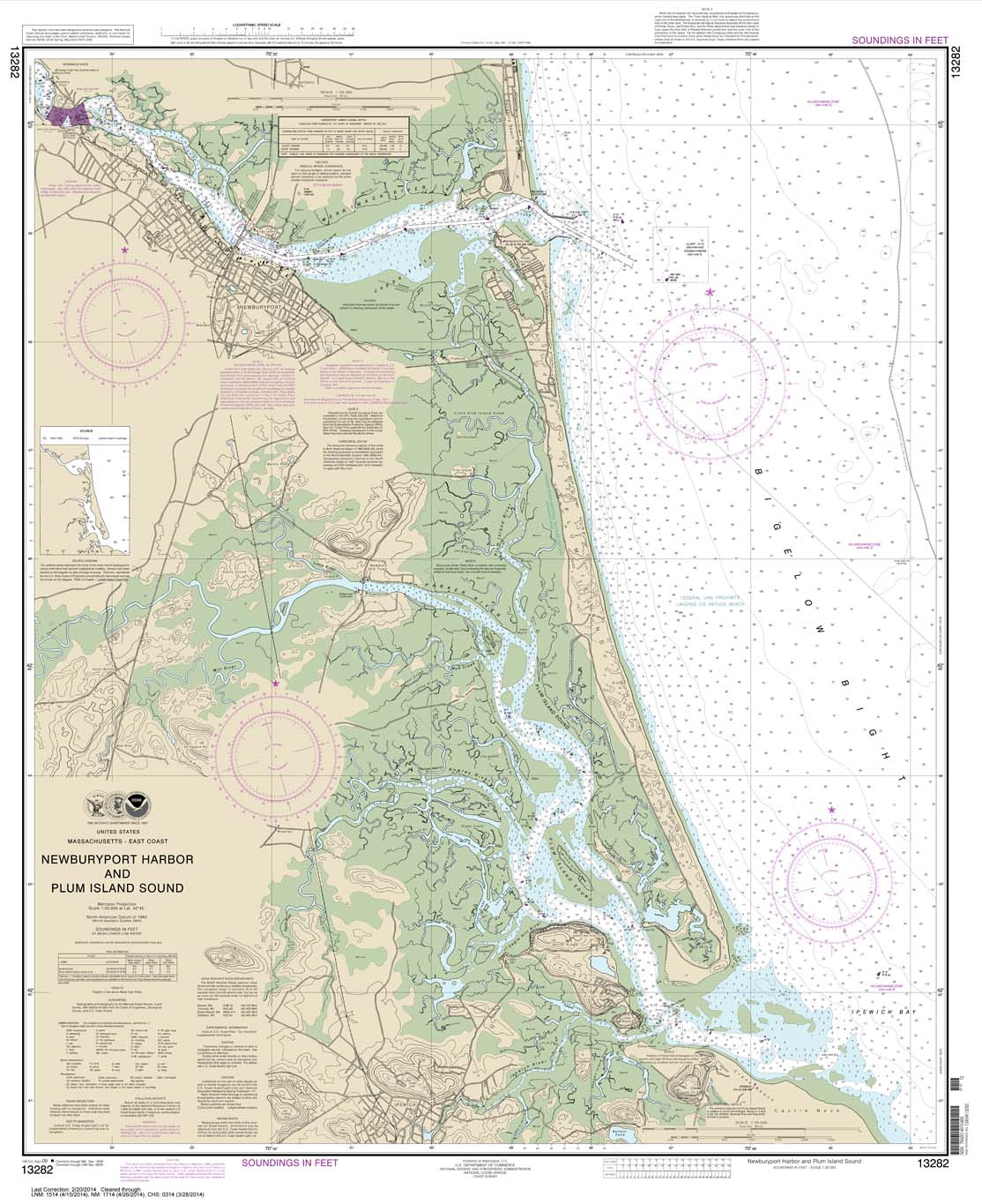 HISTORICAL NOAA Chart 13282: Newburyport Harbor and Plum Island Sound