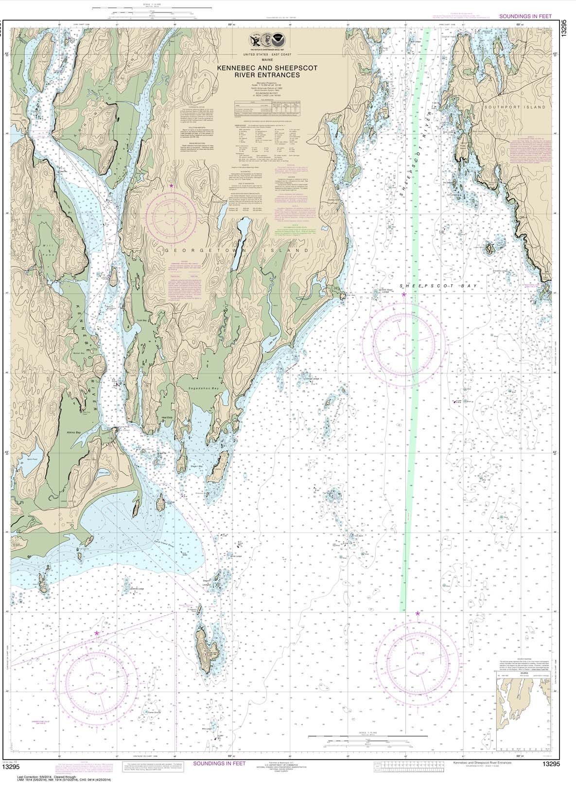 HISTORICAL NOAA Chart 13295: Kennebec and Sheepscot River Entrances