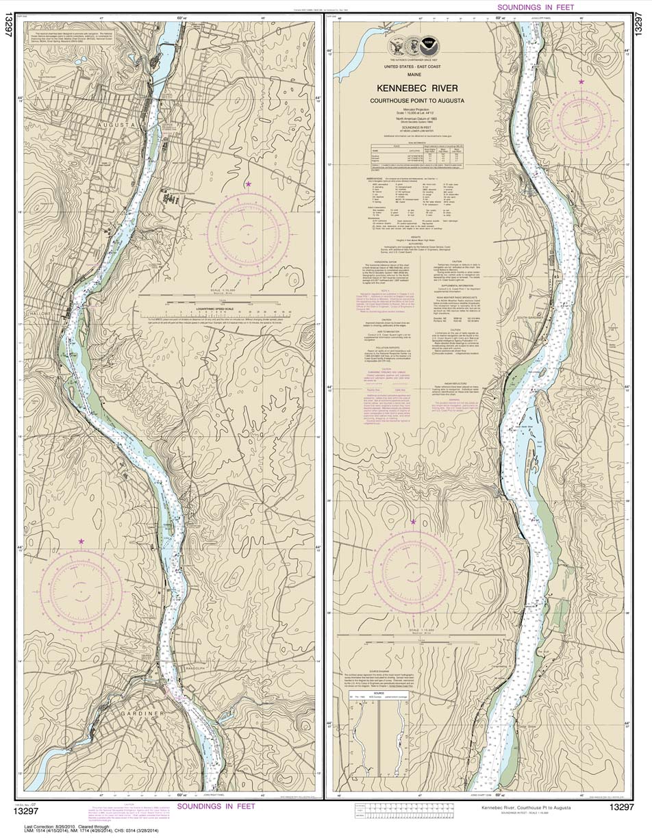 HISTORICAL NOAA Chart 13297: Kennebec River Courthouse Point to Augusta