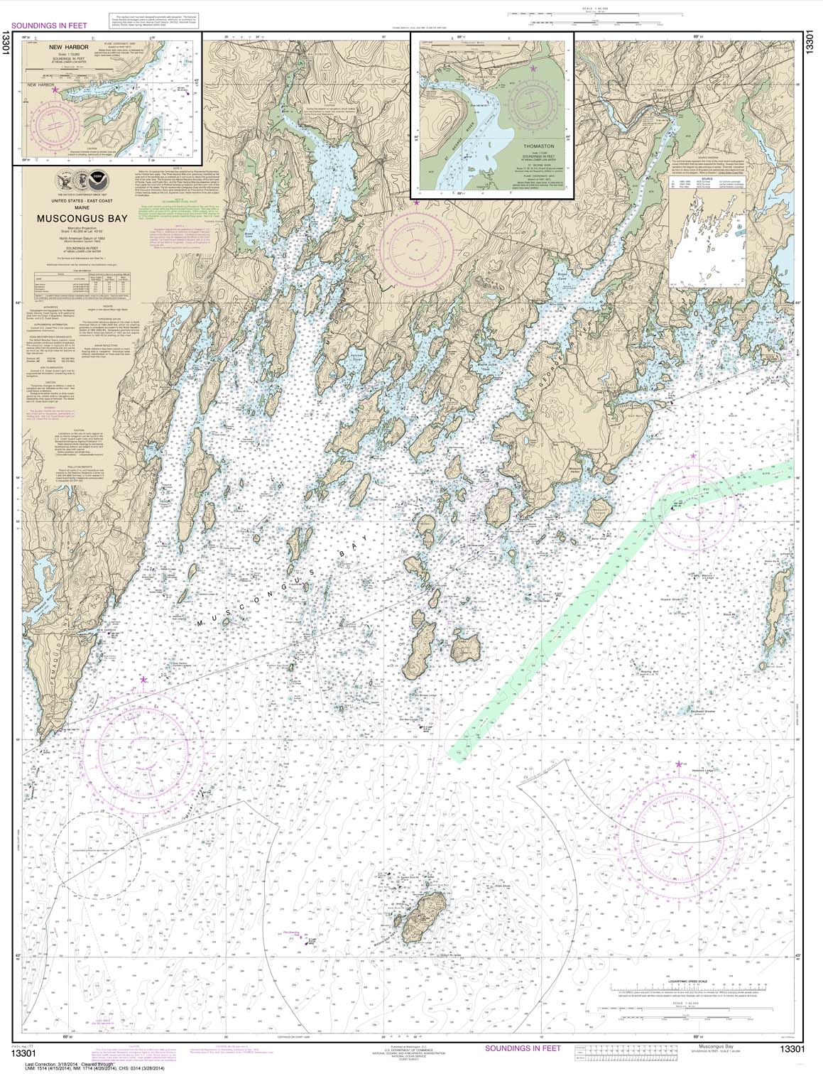 HISTORICAL NOAA Chart 13301: Muscongus Bay;New Harbor;Thomaston