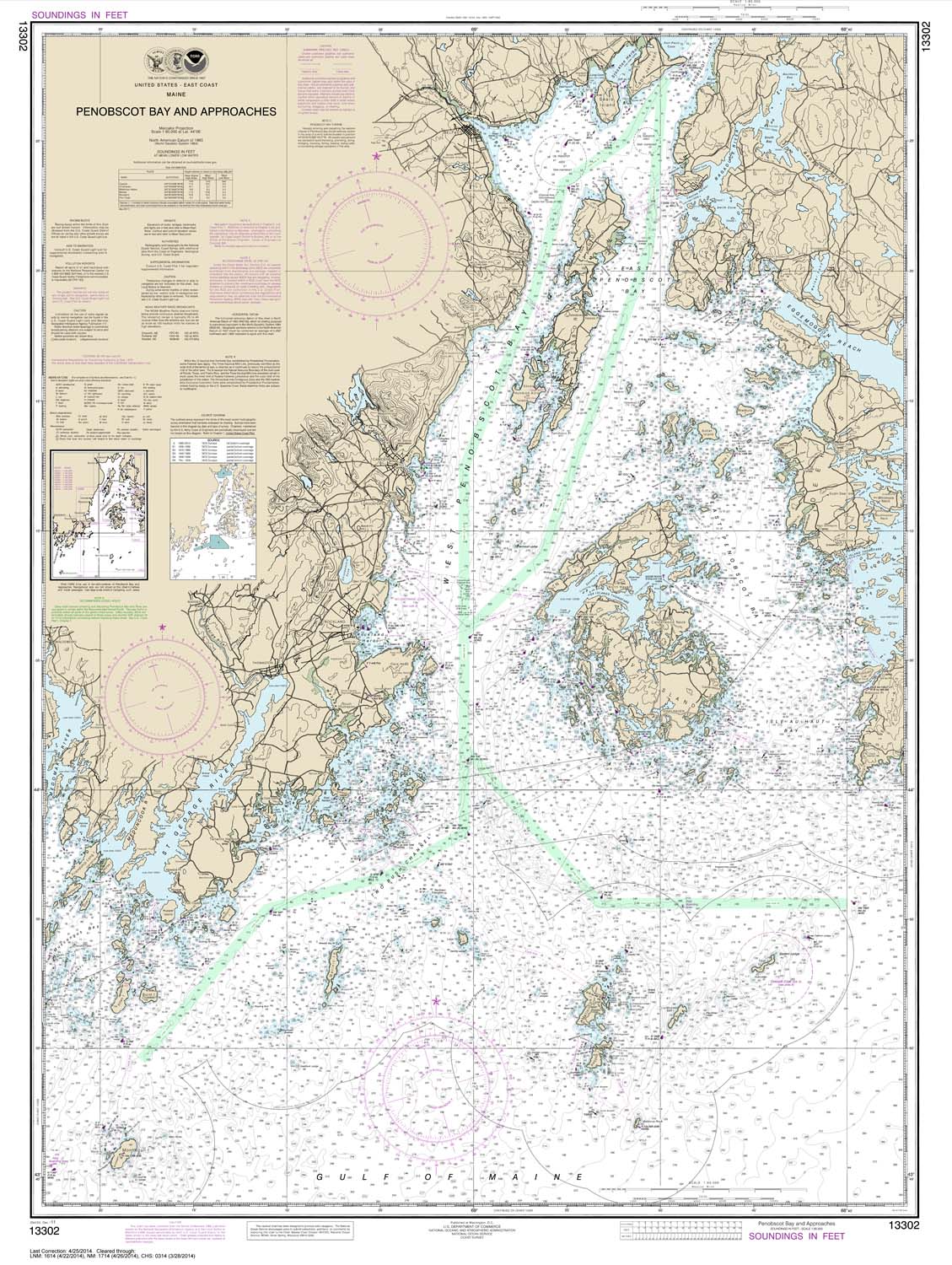 HISTORICAL NOAA Chart 13302: Penobscot Bay and Approaches