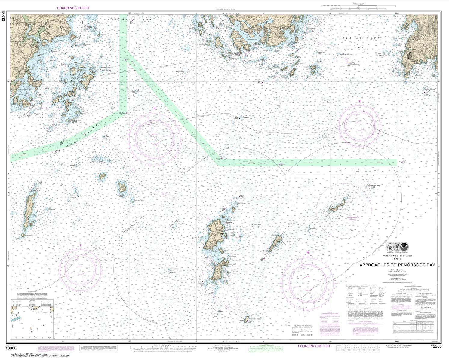 HISTORICAL NOAA Chart 13303: Approaches to Penobscot Bay