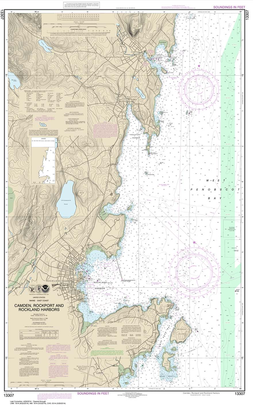 HISTORICAL NOAA Chart 13307: Camden: Rockport and Rockland Harbors